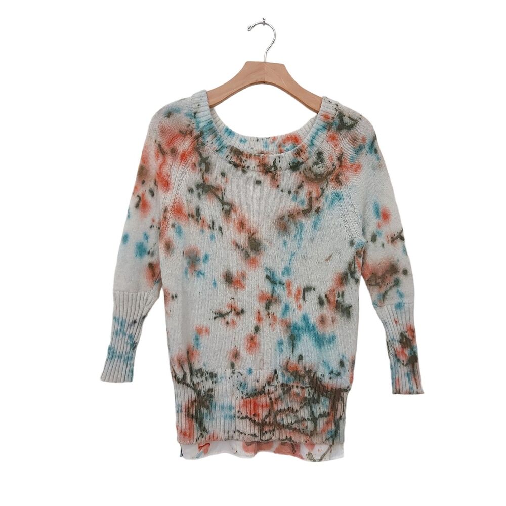 Brochu Walker Sweater Womens XS Beige Wool Cashmere Tie Dye Long Sleeve Knitted
